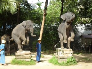elephants standing on 2 legs